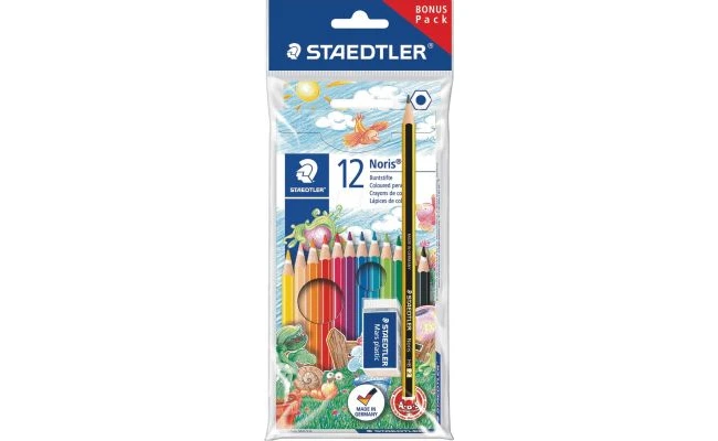 Staedtler 12 Colors Pencils In Assorted Colors+Pencil+Eraser